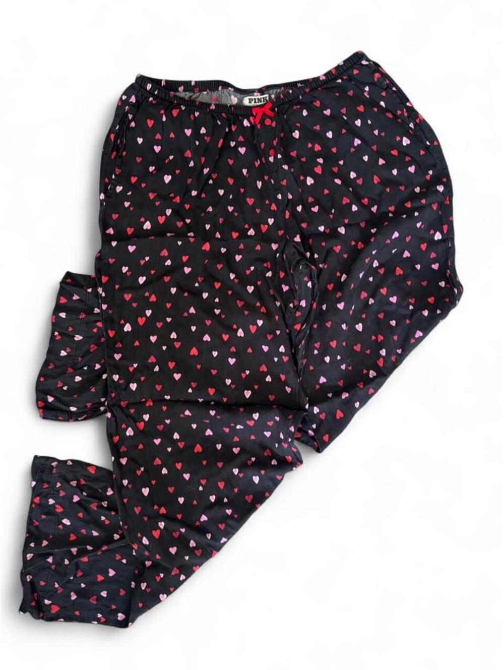 Victoria’s Secret PINK Heart Print Pajama Lounge Pants Small Bow